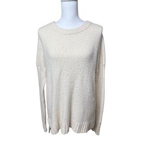 J.Crew Wool & Alpaca Blend Sweater Over-sized Women's Small High Low Hem Cream